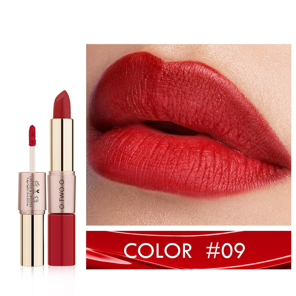 O.TWO.O Matte Lip Gloss Hot Selling Velvet Liquid Lipstick Long-Lasting Moisturizing Makeup Cosmetic with Double Head