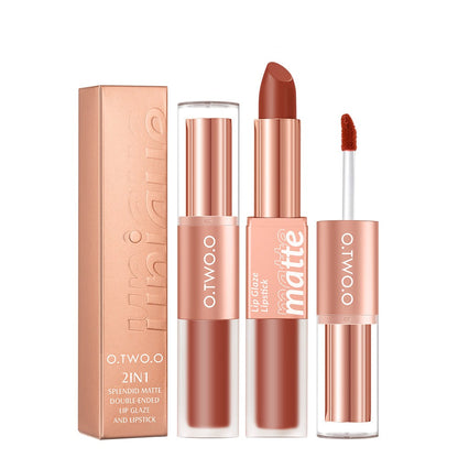 O.TWO.O Waterproof Long Lasting 2 In 1 Matte Lipstick Liquid Lip Gloss Vendor 2 Double-Ended Lip Gloss