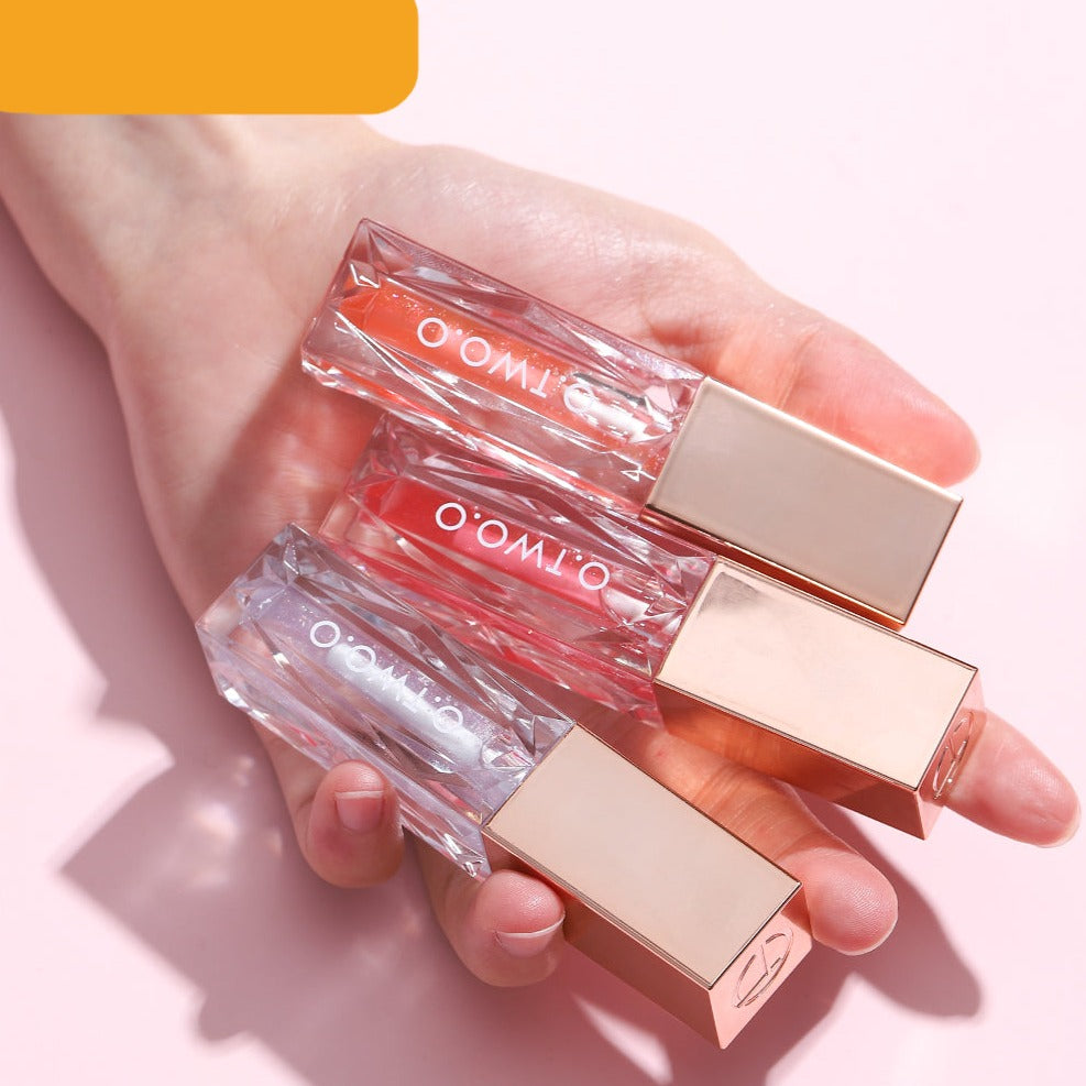 O.TWO.O 5 Colors Light Clear Crystal Berry Lip Gloss Glitter Brighten Plump Lips Jelly Moisturize Lip Gloss