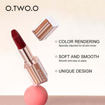 O.TWO.O Waterproof Long Lasting Moisturizing Lipstick Fine Texture Matte Lip stick Vegan