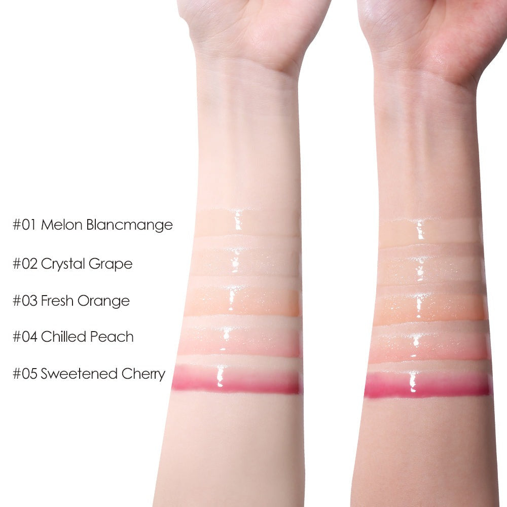 O.TWO.O 5 Colors Light Clear Crystal Berry Lip Gloss Glitter Brighten Plump Lips Jelly Moisturize Lip Gloss