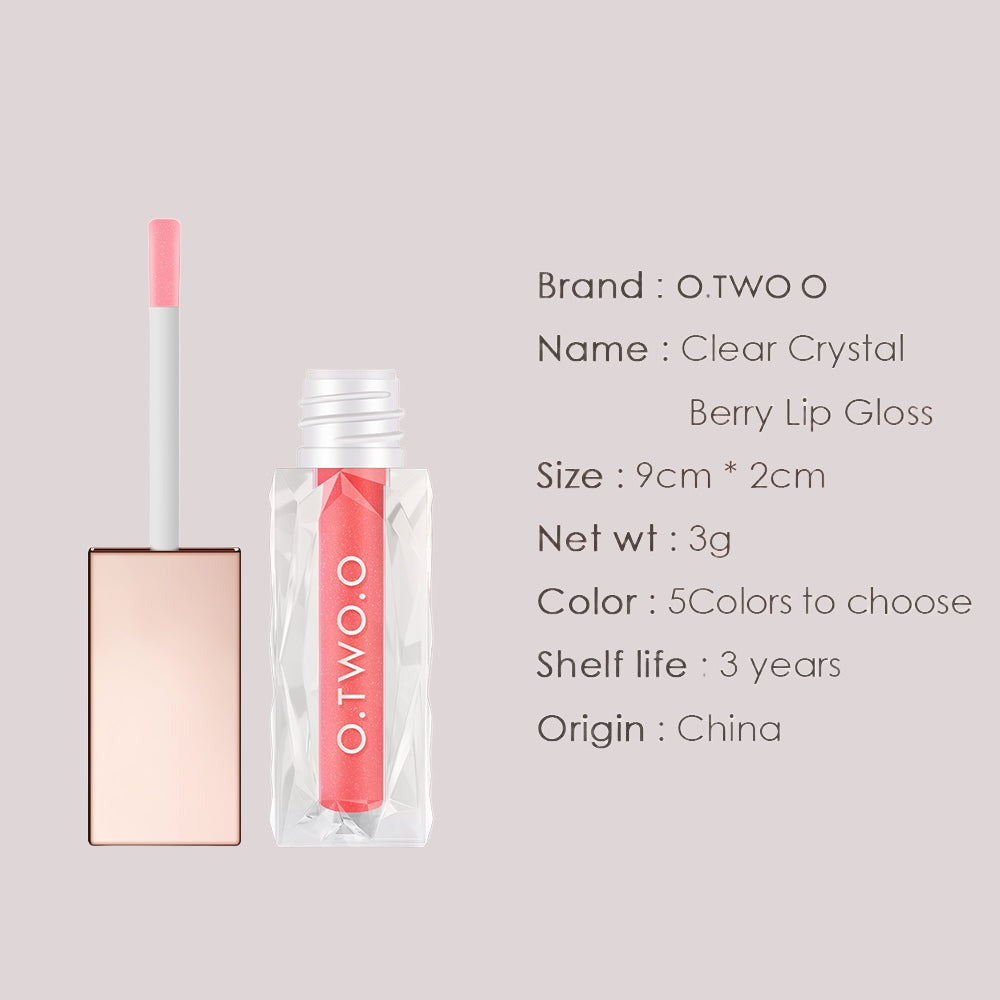 O.TWO.O 5 Colors Light Clear Crystal Berry Lip Gloss Glitter Brighten Plump Lips Jelly Moisturize Lip Gloss