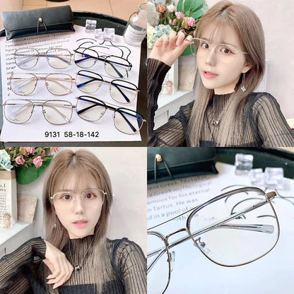 Unisex Vintage Eyebrows Big Square Glasses Frames Brand Designer Double Bridge Optical Eyeglasses Fashion Eyewear - FashionistaDeal