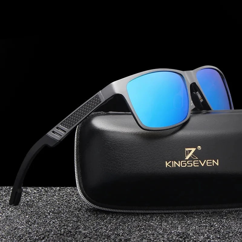 KINGSEVEN Fashionista Men's Aluminum Square Frame Sunglasses Coating Mirror - FashionistaDeal