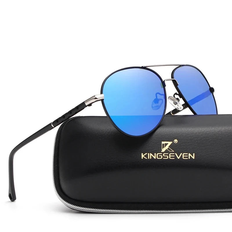 KINGSEVEN Fashionista Brand Design Men's Polarized Mirror Hollow Frame UV Glass Sunglasses - FashionistaDeal