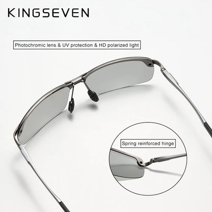 KINGSEVEN Fashionista Men's Aluminum Polarized Rimless Simple Design UV400 Sunglasses - FashionistaDeal