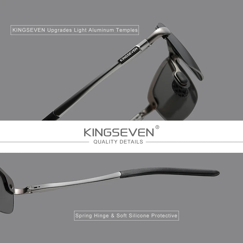 KINGSEVEN Fashionista Men's Aluminum Polarized Rimless Simple Design UV400 Sunglasses - FashionistaDeal