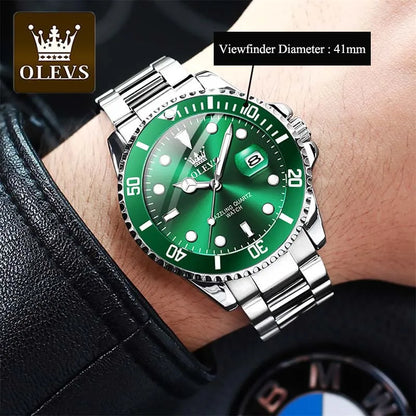 OLEVS Mens Quartz Watches Top Brand Luxury Business Waterproof Luminous Large Dial Men Wristwatches Sports Stainless Steel Watch - FashionistaDeal