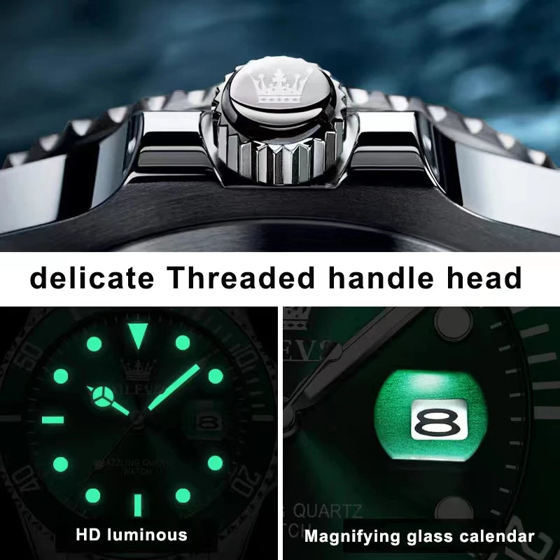 OLEVS Mens Quartz Watches Top Brand Luxury Business Waterproof Luminous Large Dial Men Wristwatches Sports Stainless Steel Watch - FashionistaDeal