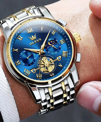 OLEVS Men's Watches Classic Roman Scale Dial Luxury Wristwatch for Man Original Quartz Waterproof Luminous Male reloj - FashionistaDeal