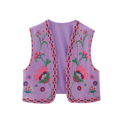 New Ladies Fashion Embroidered Cardigan Vest Vest