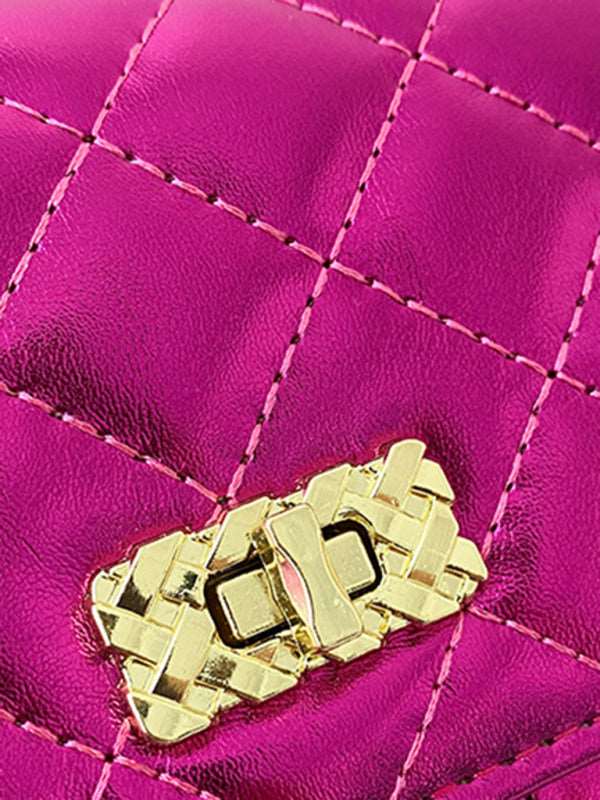 Chain one-shoulder women's bag pearlescent rhombic embroidery thread crossbody small square bag