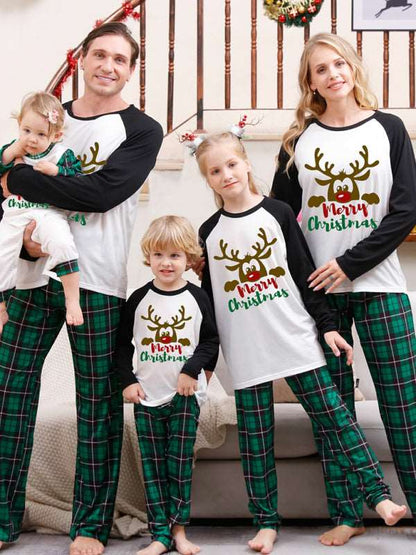 Christmas parent-child printed home pajamas two-piece set