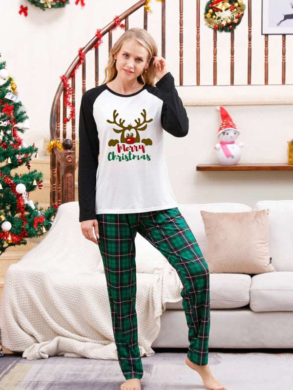 Christmas parent-child printed home pajamas two-piece set