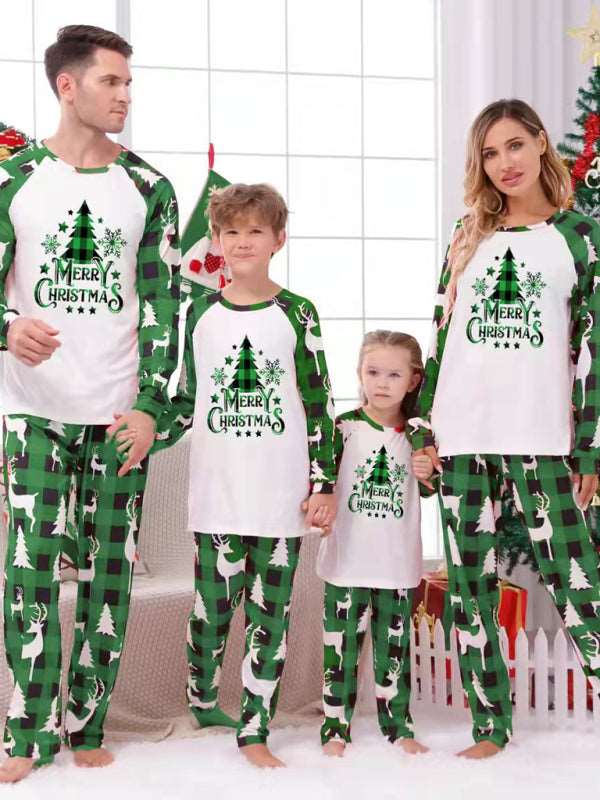 Christmas parent-child printed home pajamas two-piece sets