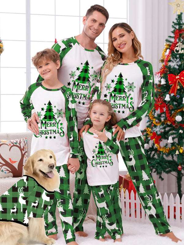 Christmas parent-child printed home pajamas two-piece sets