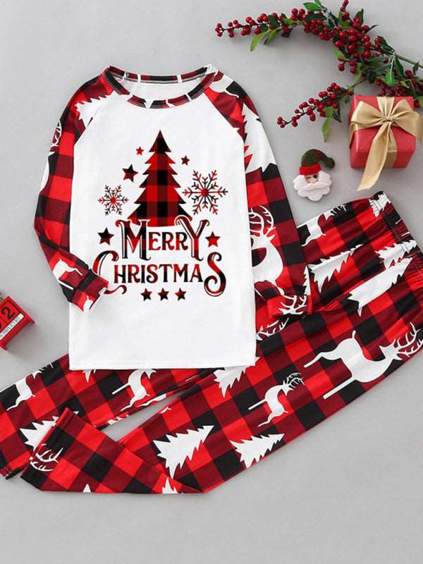 Christmas parent-child printed home pajamas two-piece sets