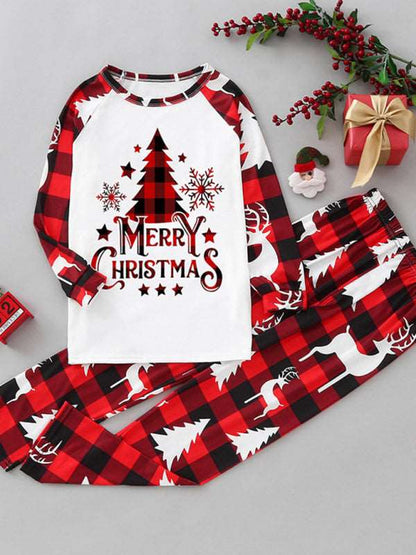 Christmas parent-child printed home pajamas two-piece sets