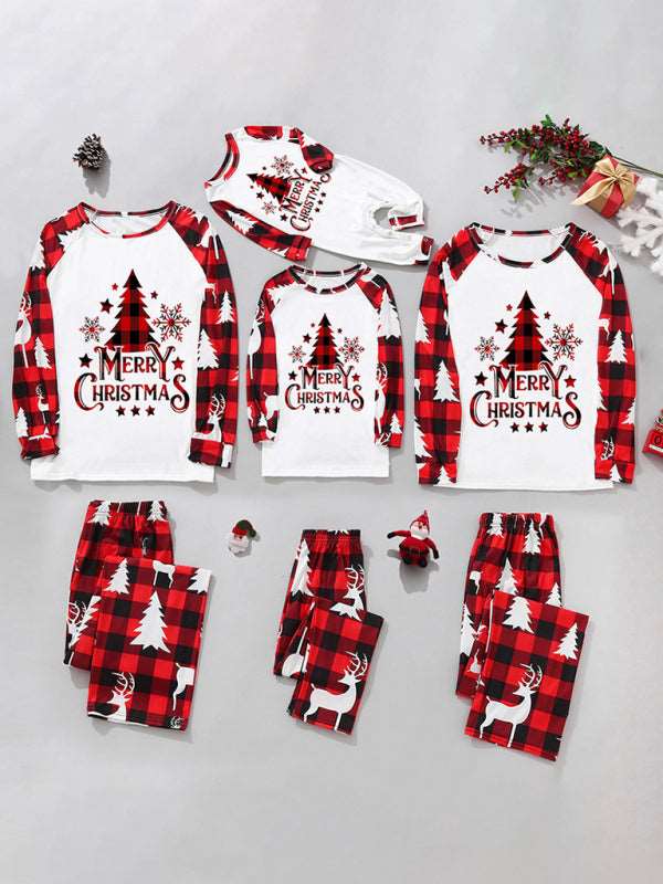 Christmas parent-child printed home pajamas two-piece sets