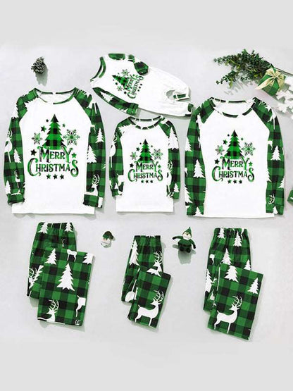 Christmas parent-child printed home pajamas two-piece sets