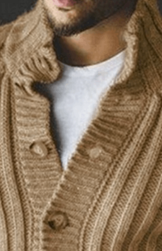 Casual Single Breasted Knit Sweater Lapel Long Sleeve Sweater Jacket Men