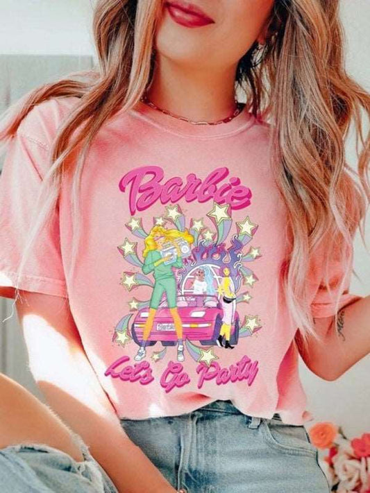 Barbie print letter print sports casual women's short-sleeved T-shirt