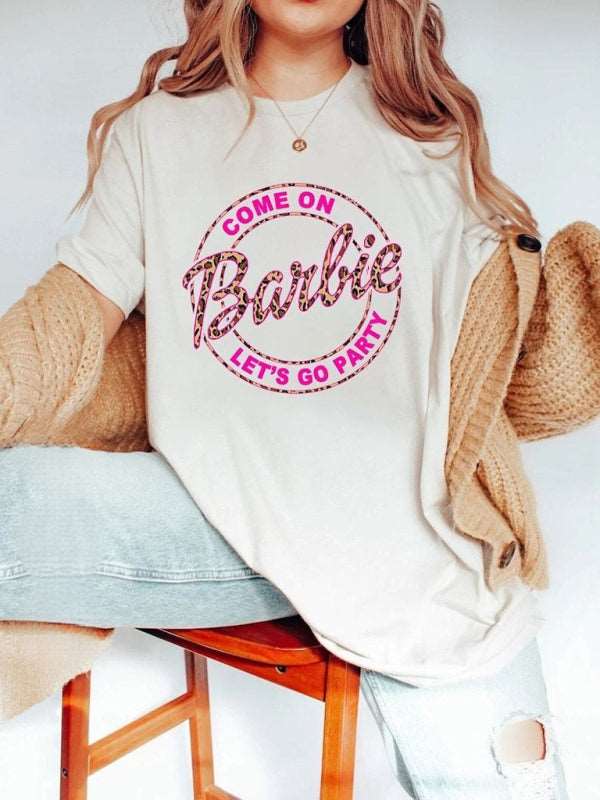 Barbie print letter print sports casual women's short-sleeved T-shirt