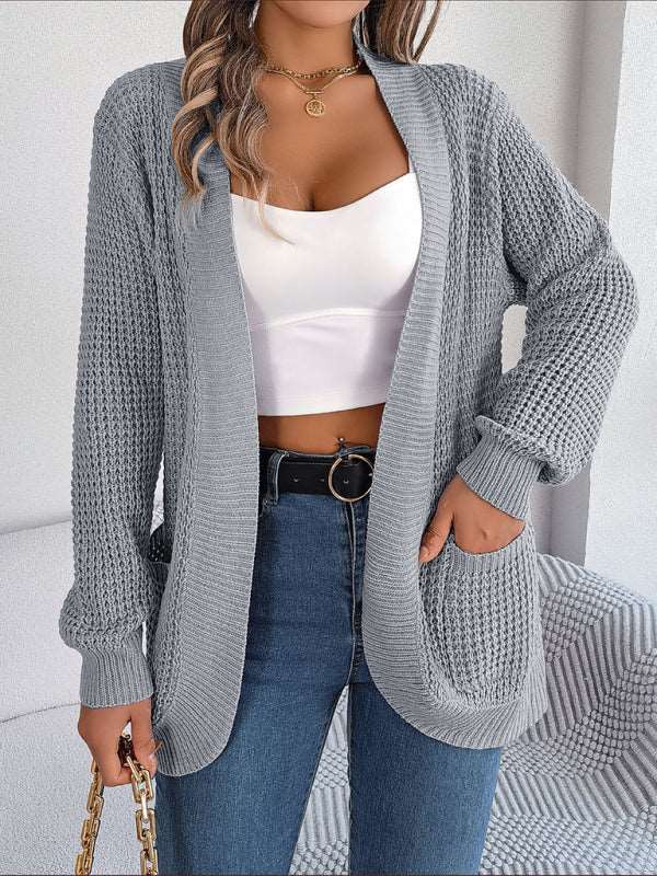 Casual Pocket Long Sleeve Knitted Cardigan Jacket