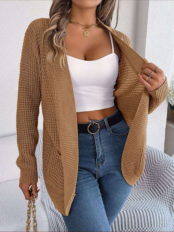 Casual Pocket Long Sleeve Knitted Cardigan Jacket