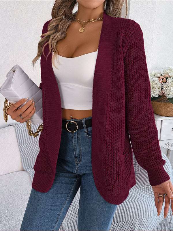 Casual Pocket Long Sleeve Knitted Cardigan Jacket