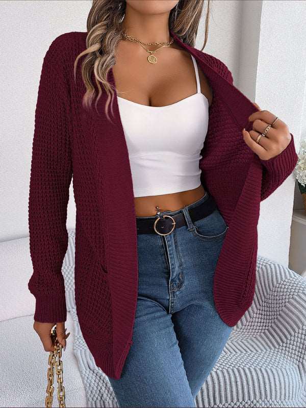 Casual Pocket Long Sleeve Knitted Cardigan Jacket