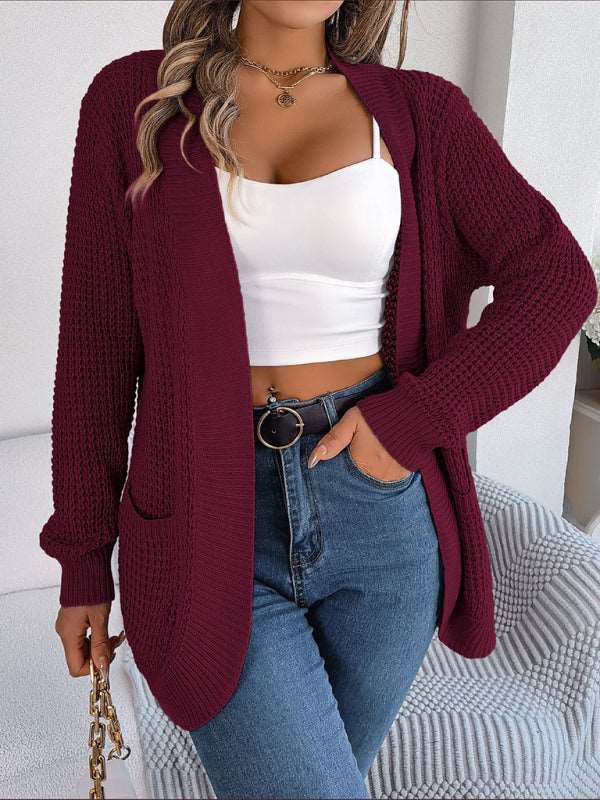 Casual Pocket Long Sleeve Knitted Cardigan Jacket