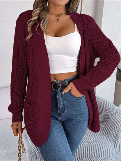 Casual Pocket Long Sleeve Knitted Cardigan Jacket