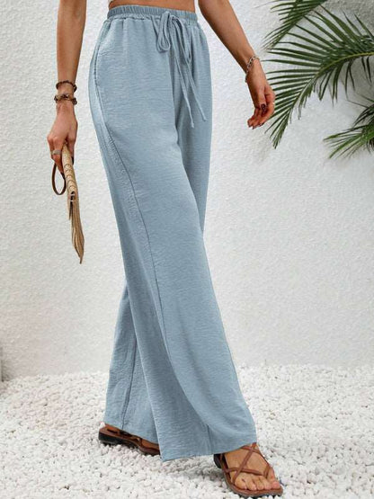 Comfortable casual wide leg pants with elastic waist