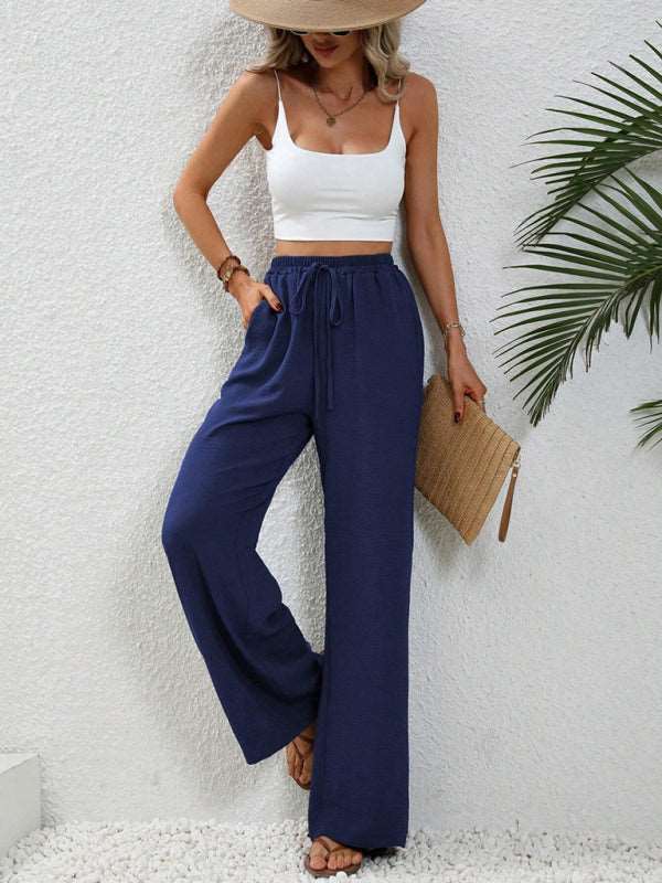 Comfortable casual wide leg pants with elastic waist