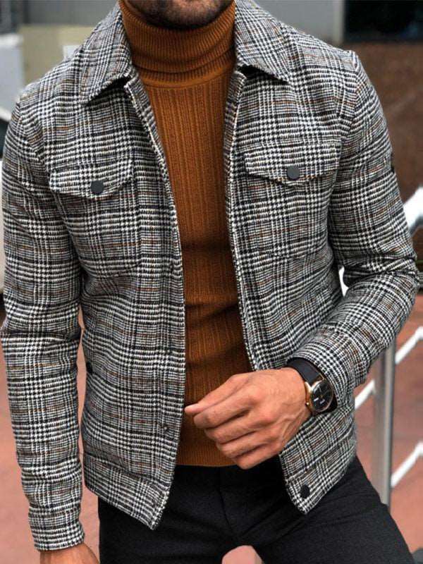 Men's Plaid Print Flannel Shirt Jacket