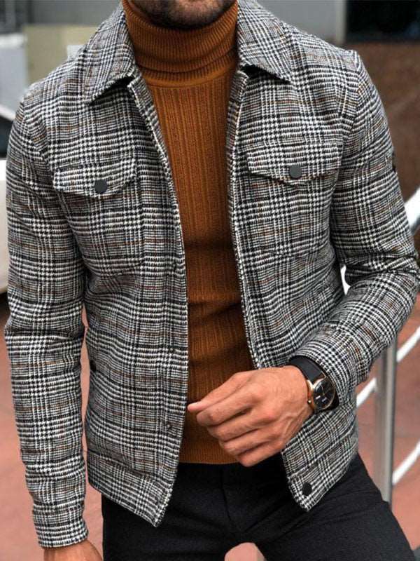 Men's Plaid Print Flannel Shirt Jacket