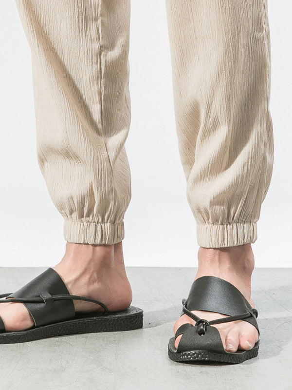 Men's woven cotton and linen pants