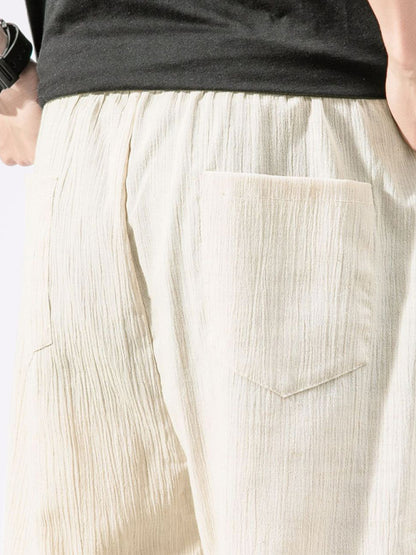 Men's woven cotton and linen pants