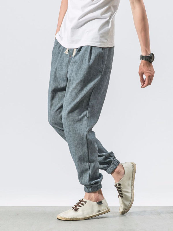 Men's woven cotton and linen pants