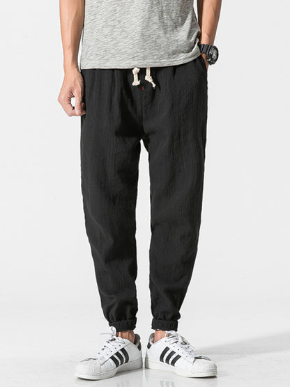 Men's woven cotton and linen pants