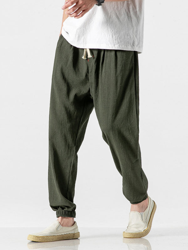 Men's woven cotton and linen pants