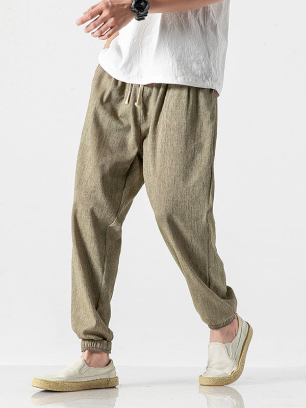 Men's woven cotton and linen pants