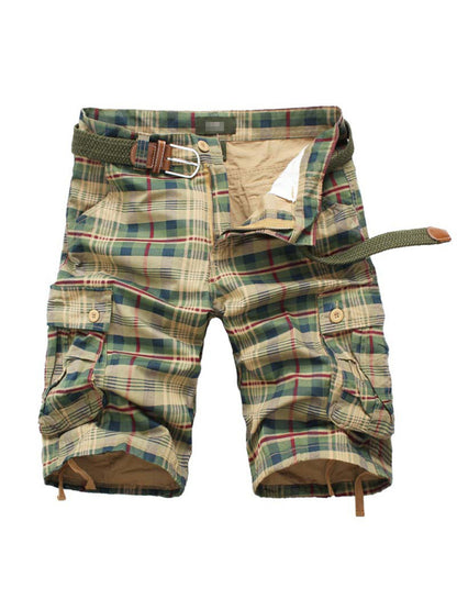 Men's Cargo Shorts Sweatpants Half Pocket Plaid Shorts