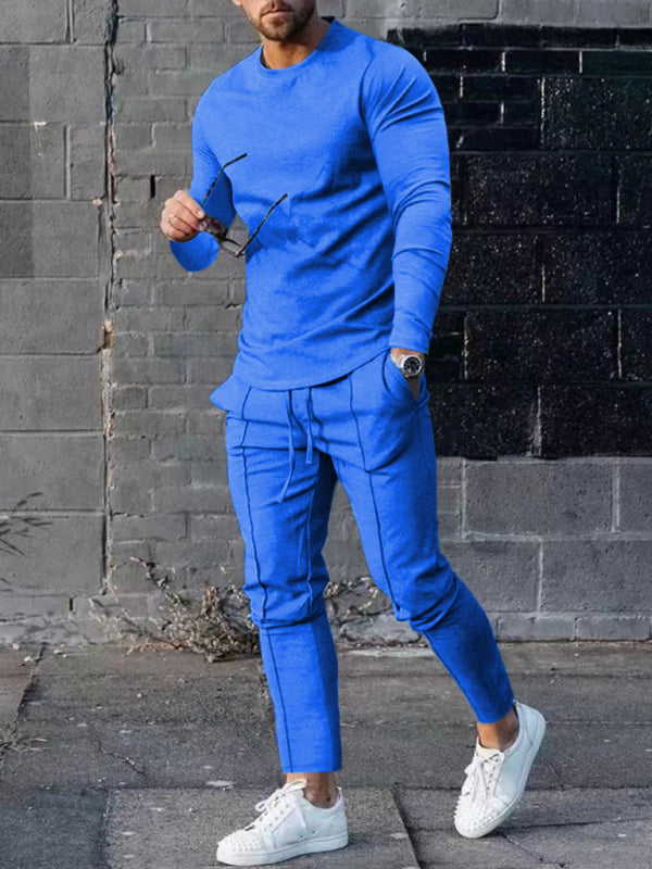 Men's Two-piece Set Round Neck Long Sleeve T-Shirt Trousers Casual Sports Suit