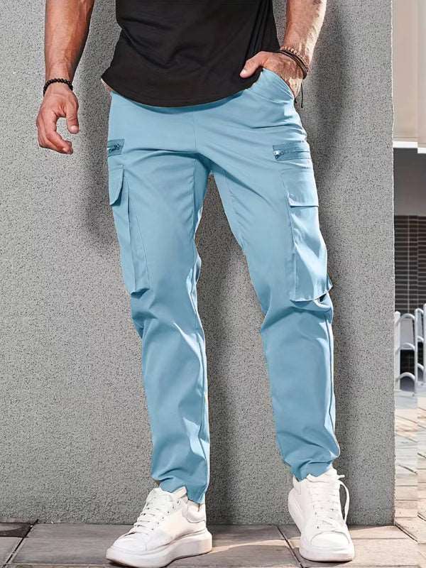 Men's fashionable casual sports zipper decorative overalls