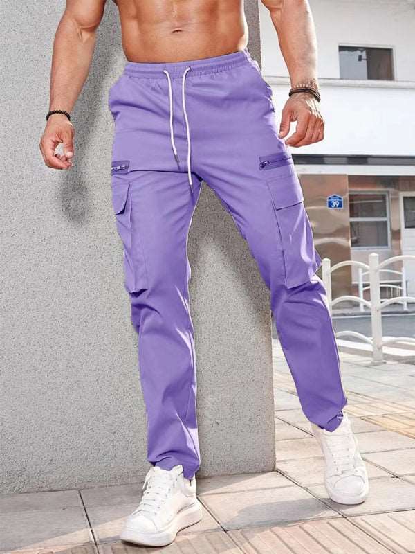 Men's fashionable casual sports zipper decorative overalls