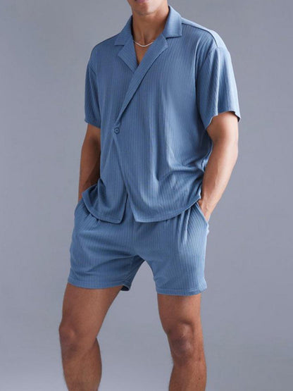 Men's short-sleeved shirt and shorts two-piece men's suit