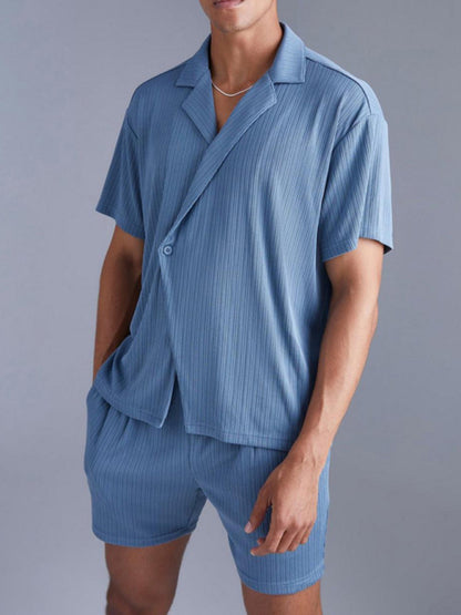 Men's short-sleeved shirt and shorts two-piece men's suit