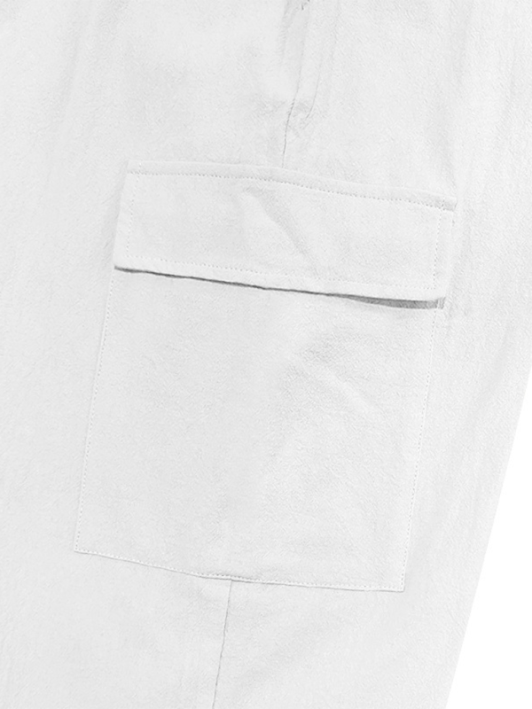 Men's multi-pocket drawstrings, solid color, loose large size drawstring trousers